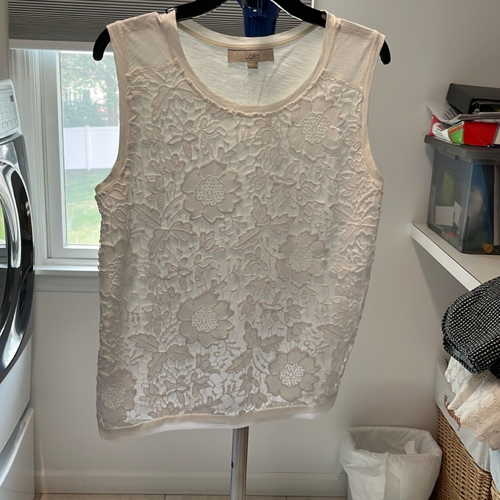 Loft size medium tank top.  White lacy